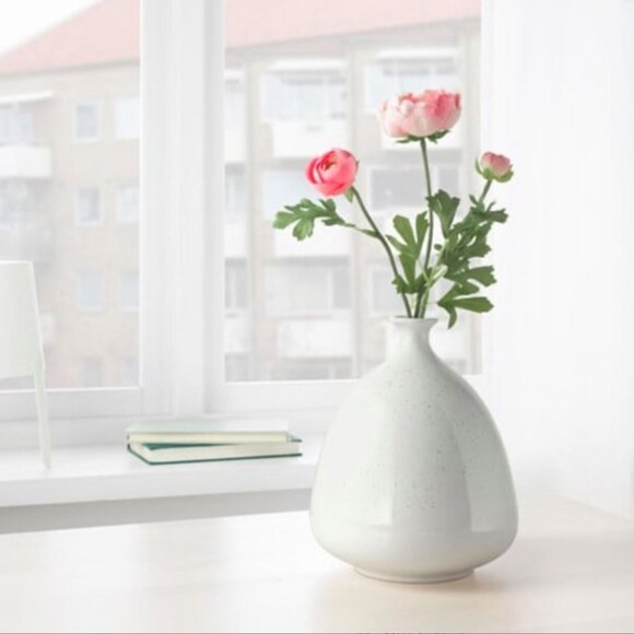 Ikea LIVSVERK White Speckled Vase Size 9” - Picture 2 of 8